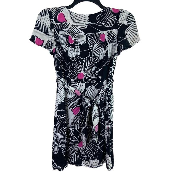Alice Temperley For Target Dress Women's 7‎ Black Pink Floral Empire Tie Back - Picture 4 of 11